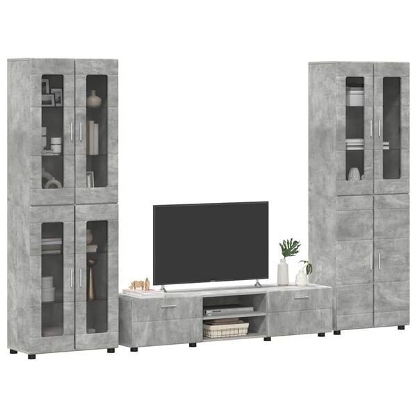 vidaXL Conjunto de mueble de TV con caj&oacute;n FLORIN Gris Concreto