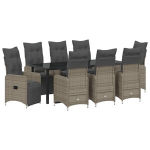 vidaXL Conjunto de Comedor de Jard&iacute;n con coj&iacute;n 9 pcs Beige Polirat&aacute;n
