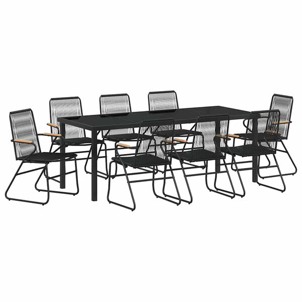 vidaXL Conjunto de Comedor de Jard&iacute;n 9 pcs Negro