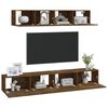 vidaXL Set de muebles de TV 4 pzas madera contrachapada roble ahumado