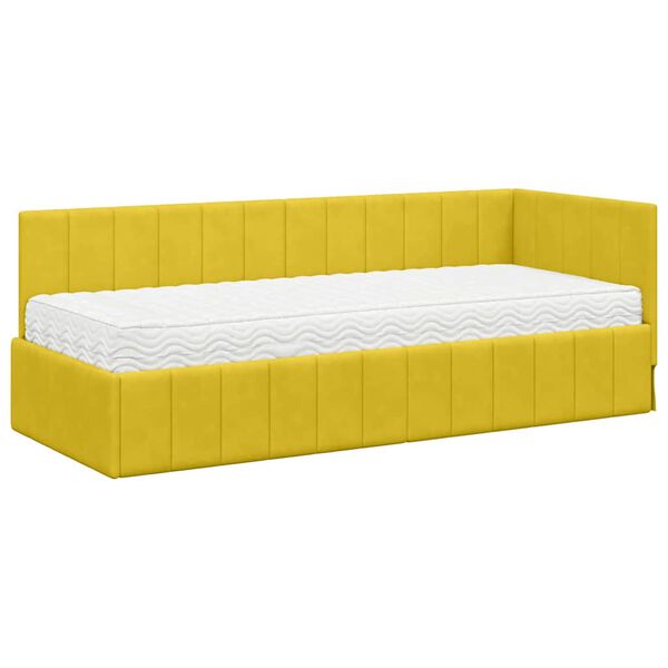 vidaXL Estructura de Cama Esquina con Colch&oacute;n 2 pcs Amarillo
