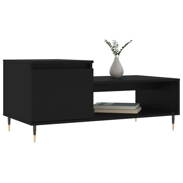 vidaXL Mesa de centro madera contrachapada negro 100x50x45 cm