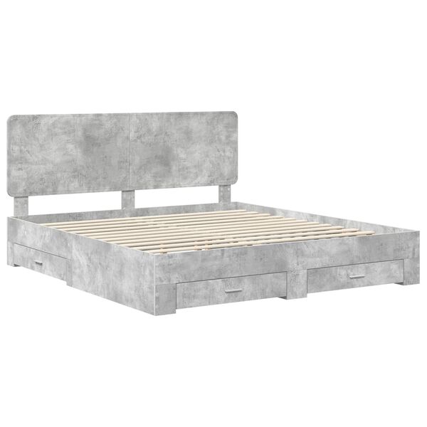 vidaXL Estructura de cama con cabecera Gris Concreto 200 x 200 cm
