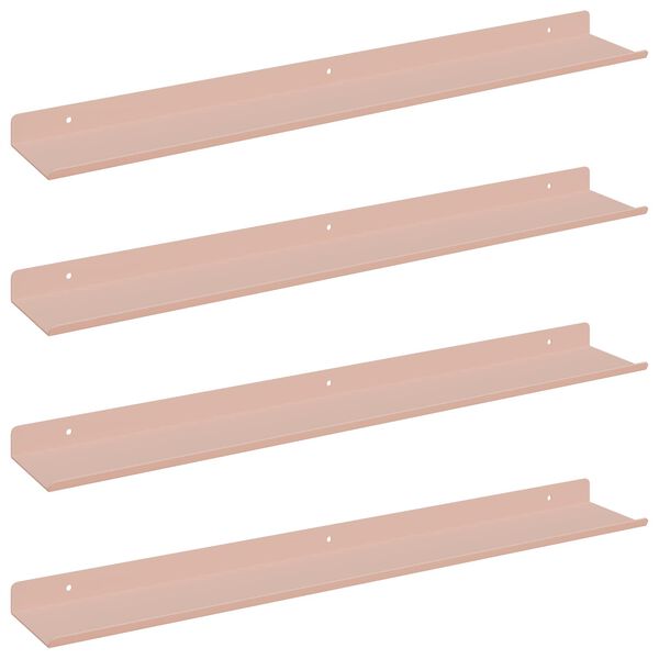 vidaXL Estante flotante 4 pcs Rosa 60 x 8,5 x 2,5 cm Acero