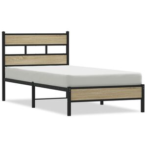 vidaXL Estructura de cama sin colch&oacute;n madera roble Sonoma 75x190 cm