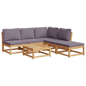 vidaXL Juego de muebles jard&iacute;n 6 pzas con cojines madera maciza acacia