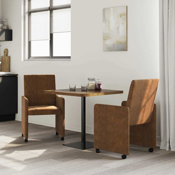 vidaXL Sillas de Comedor con Ruedas 2 pcs Marr&oacute;n 57 x 66 x 94 cm
