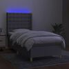 vidaXL Cama box spring colch&oacute;n y luces LED tela gris claro 80x200 cm