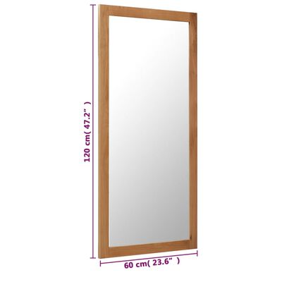 vidaXL Espejo de madera maciza de roble 60x120 cm
