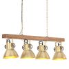 vidaXL L&aacute;mpara de techo industrial madera de mango lat&oacute;n E27