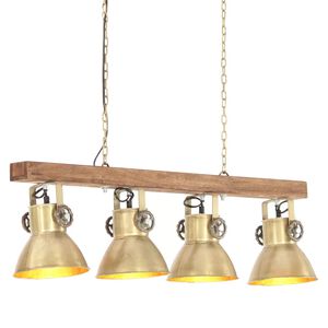 vidaXL L&aacute;mpara de techo industrial madera de mango lat&oacute;n E27