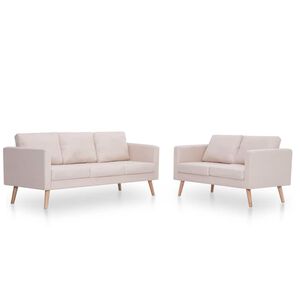 vidaXL Conjunto de sof&aacute;s 2 piezas tela color crema