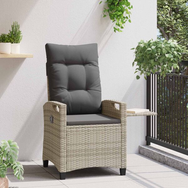 vidaXL Silla de jard&iacute;n reclinable Gris Claro y Gris Oscuro
