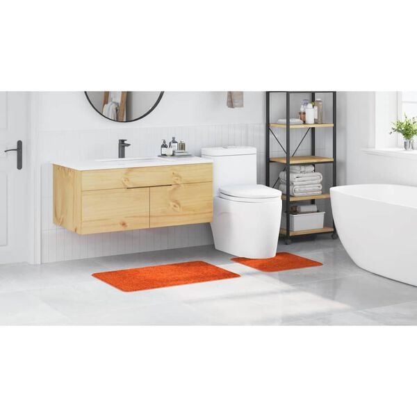 vidaXL Conjunto de alfombra de ba&ntilde;o antideslizante 2 pcs Naranja PP