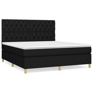 vidaXL Cama box spring con colch&oacute;n tela negro 160x200 cm