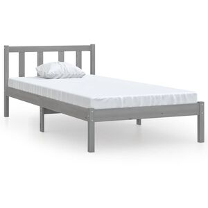 vidaXL Estructura de cama de madera maciza de pino gris 90x200 cm