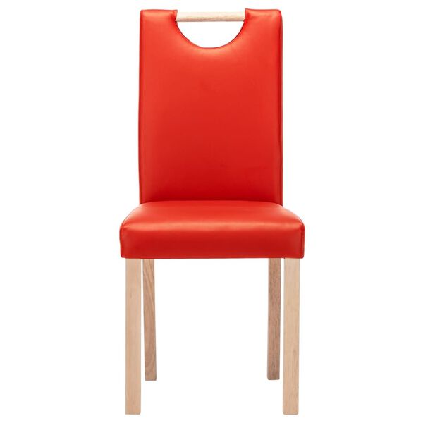 vidaXL Sillas de comedor 4 unidades cuero sint&eacute;tico rojo