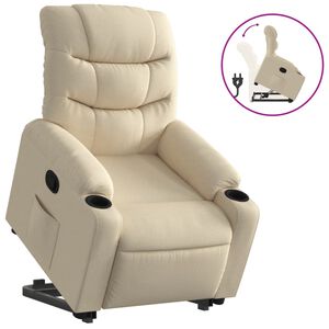 vidaXL Sill&oacute;n reclinable elevable de tela color crema