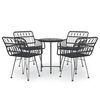 vidaXL Juego de comedor de jard&iacute;n 5 piezas rat&aacute;n sint&eacute;tico negro
