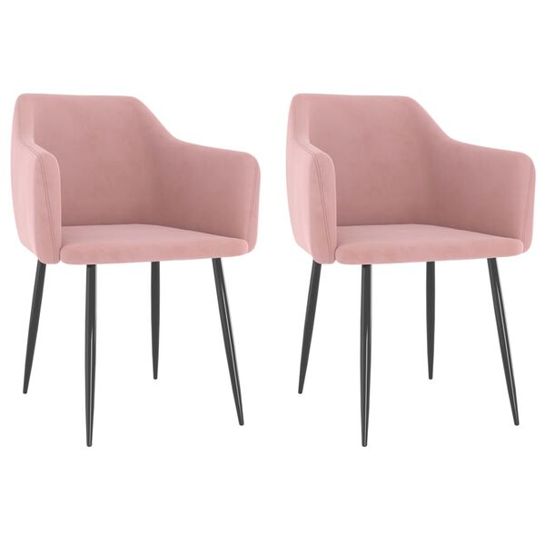 vidaXL Sillas de comedor 2 unidades terciopelo rosa