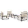 vidaXL Juego de muebles de jard&iacute;n 5 pzas y cojines rat&aacute;n PE antracita