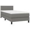 vidaXL Cama box spring con colch&oacute;n tela gris oscuro 90x190 cm