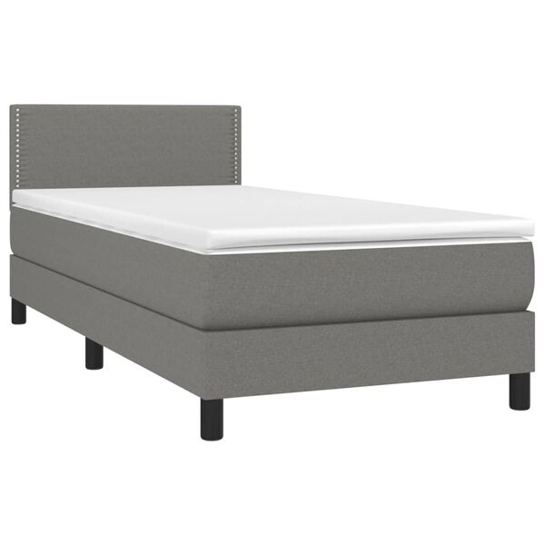 vidaXL Cama box spring con colch&oacute;n tela gris oscuro 90x190 cm