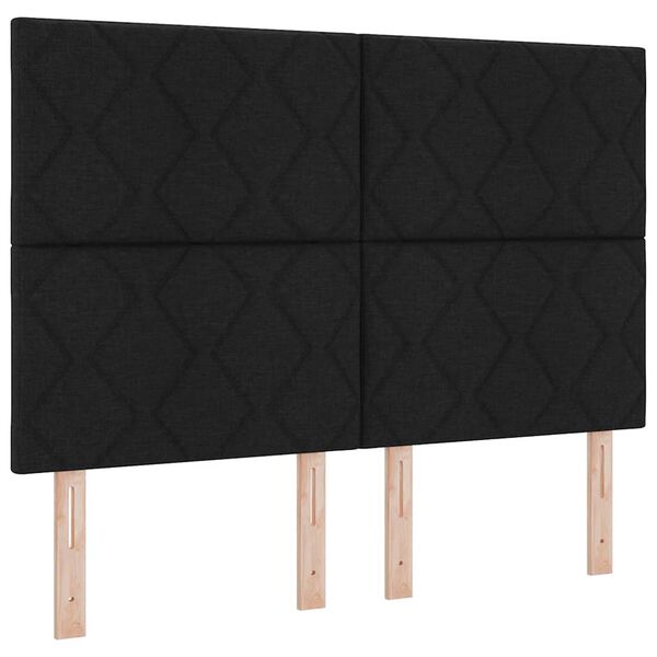 vidaXL Cama Box Spring LED con colch&oacute;n Negro 140 x 190 cm tela