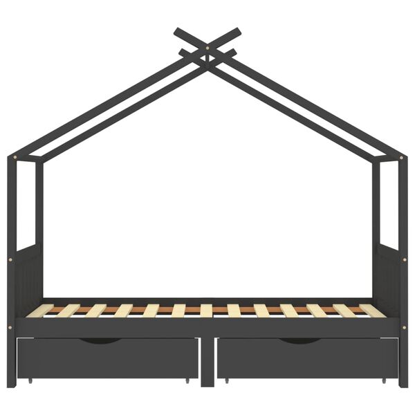 vidaXL Estructura de cama infantil y cajones madera pino gris 90x200cm