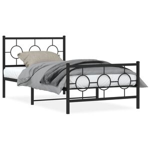 vidaXL Estructura cama sin colch&oacute;n con estribo metal negro 100x190 cm