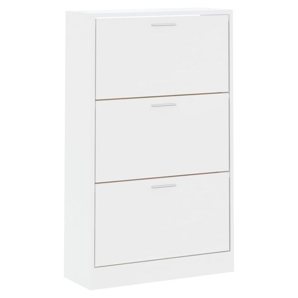 vidaXL Mueble zapatero madera contrachapada blanco brillo 63x24x103 cm