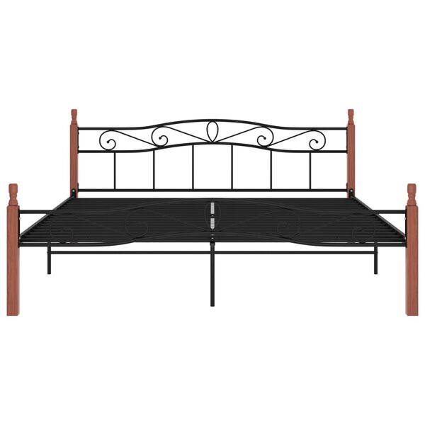vidaXL Estructura cama sin colch&oacute;n metal madera roble negro 200x200 cm