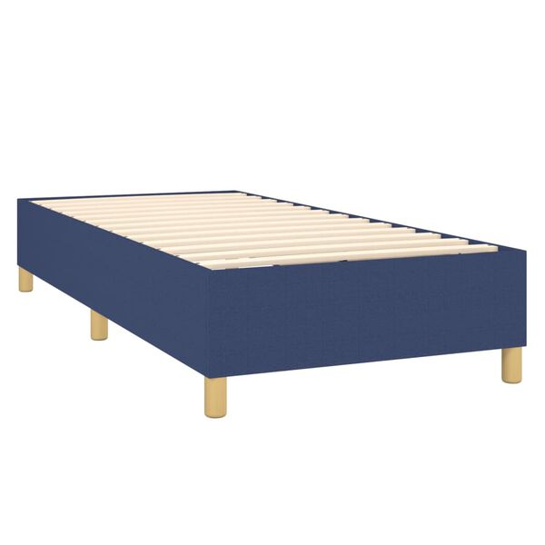 vidaXL Cama box spring con colch&oacute;n tela azul 90x190 cm