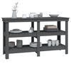 vidaXL Banco de trabajo de madera maciza de pino gris 142,5x50x80 cm