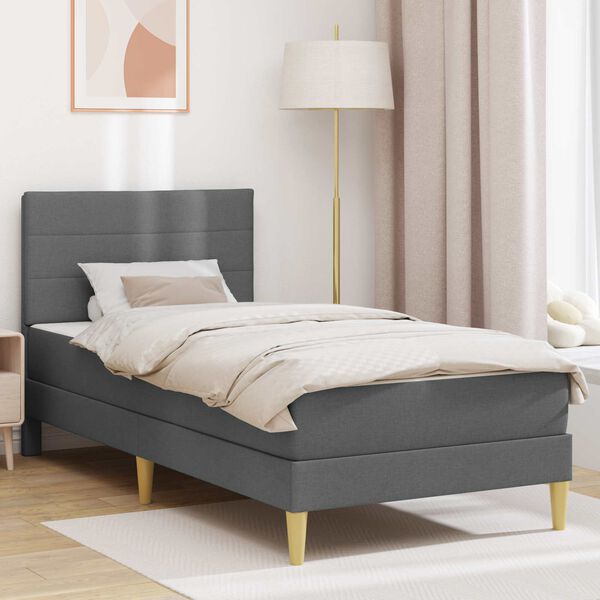vidaXL Estructura de cama Gris oscuro 90 x 190 cm Poli&eacute;ster
