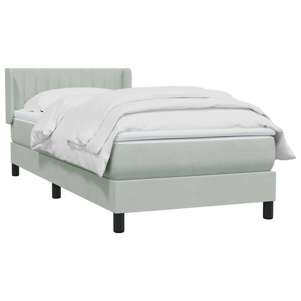 vidaXL Cama box spring con colch&oacute;n terciopelo gris claro 80x210 cm