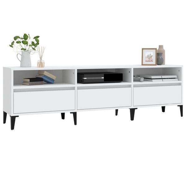 vidaXL Mueble de TV madera contrachapada blanco 150x30x44,5 cm