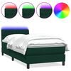 vidaXL Cama box spring con colch&oacute;n y LED terciopelo verde oscuro 100x220 cm