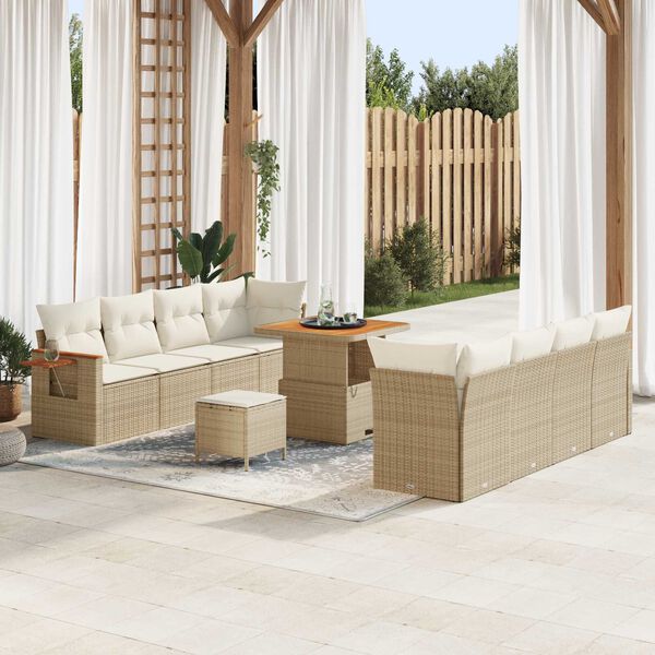 vidaXL Conjunto de sof&aacute;s de jard&iacute;n con coj&iacute;n 12 pcs Beige y Crema