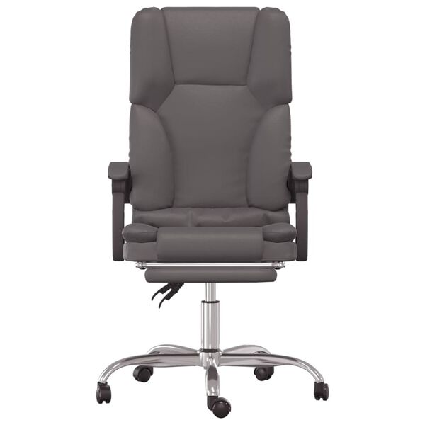 vidaXL Silla de oficina reclinable masaje cuero sint&eacute;tico gris