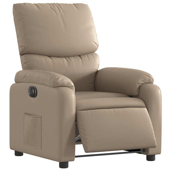 vidaXL Sill&oacute;n reclinable el&eacute;ctrico de cuero sint&eacute;tico color capuchino