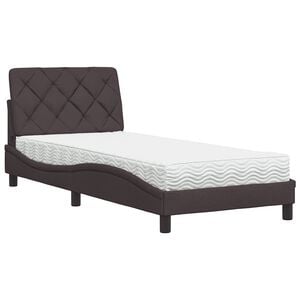vidaXL Cama con colch&oacute;n tela marr&oacute;n oscuro 80x200 cm