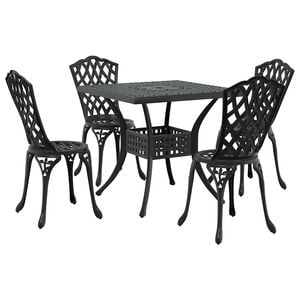 vidaXL Conjunto de mesa de jard&iacute;n 5 pcs Negro Aluminio fundido