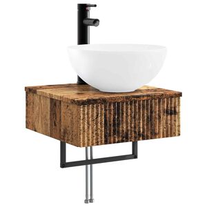 vidaXL Lavabo de Lavado Montado en la Pared Madera envejecida