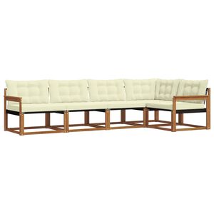vidaXL Conjunto de sof&aacute;s de exterior con coj&iacute;n 5 pcs Natural y Crema