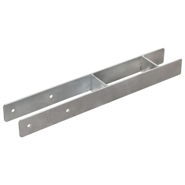 vidaXL Anclajes de valla 2 uds acero galvanizado plateado 8x6x60 cm