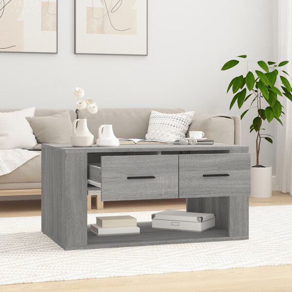 vidaXL Mesa de centro madera contrachapada gris Sonoma 80x50x40 cm