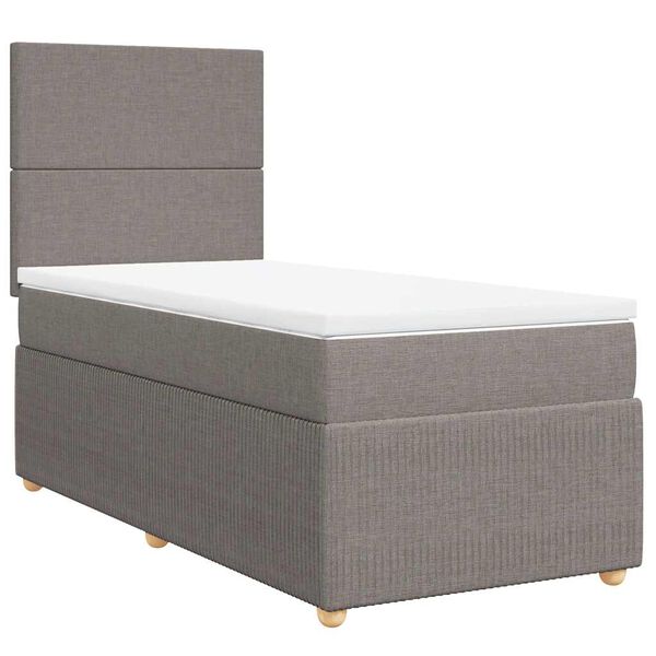 vidaXL Cama box spring con colch&oacute;n tela gris taupe 90x200 cm