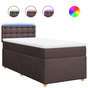 vidaXL Cama box spring con colch&oacute;n tela marr&oacute;n oscuro 80x200 cm
