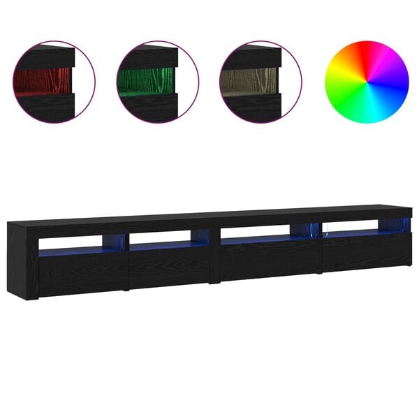 vidaXL Conjunto de mueble de TV 3 pcs Roble Negro 270 x 35 x 40 cm